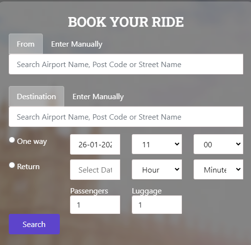 Booking a taxi with London Car Transfer