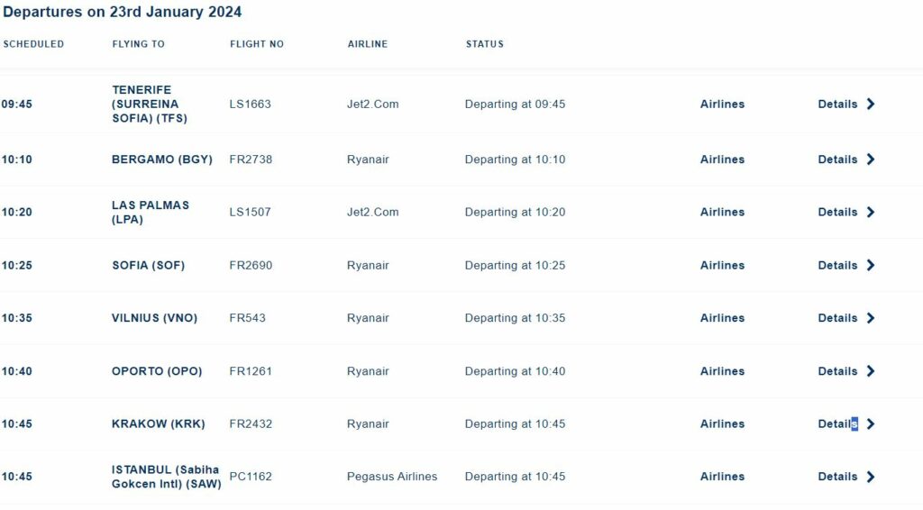  Flight Schedules Of Stansted Airport 