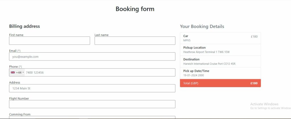 Booking Procees OF London Car tranfer