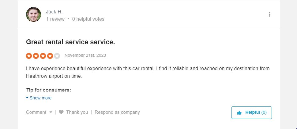 Customer Review About Lonodn CAr transfer 